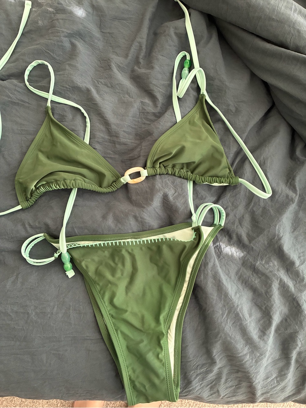 Cupshe Olive & Mint Contrast String Bikini